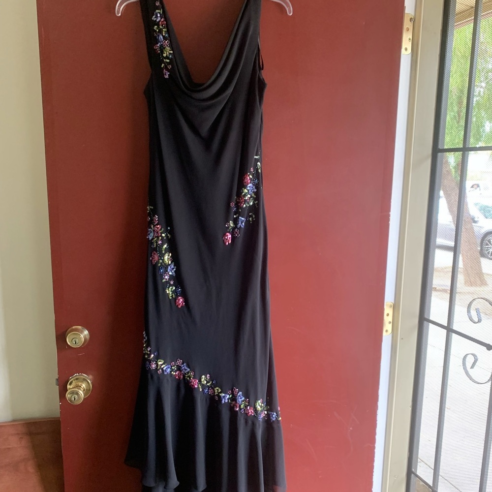 Beautiful navy with sequin embellishment Alex Evening dress…worn only once.